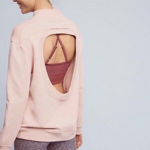 Varley Rochester Pink Cutout Back Sweatshirt Pilates Princess